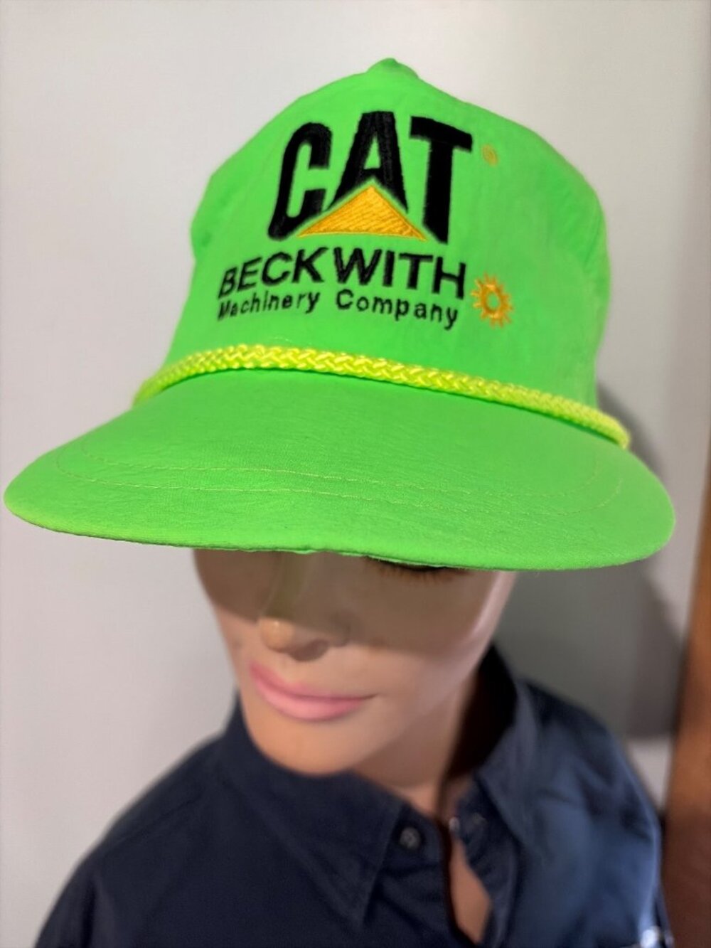 Cat / Beckwith Machinery Company Hat Neon Green Snapback Adjustable Cap